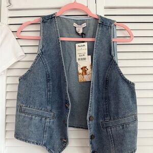 Sincerely Jules Light Blue Denim Vest with Interior Tag
